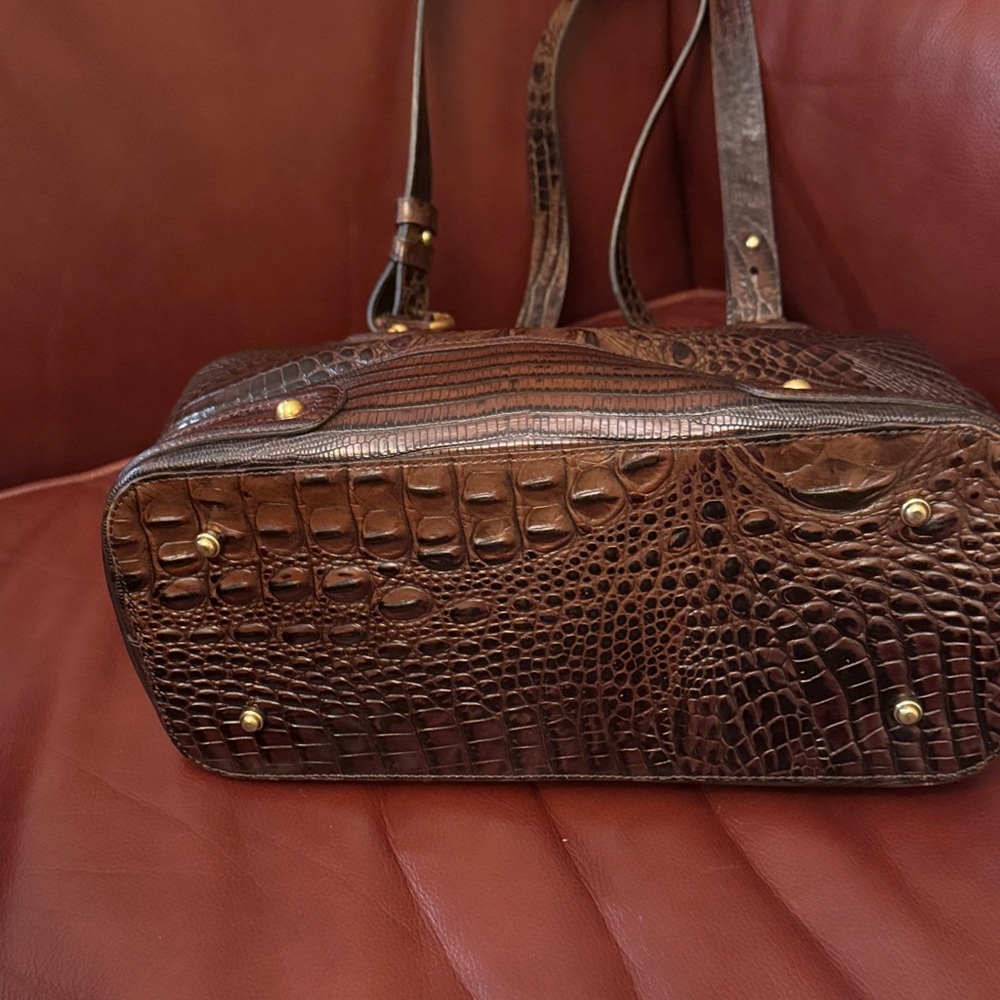 Brahmin Rich Brown Crocodile-Embossed Shoulder Bag - Picture 6 of 10